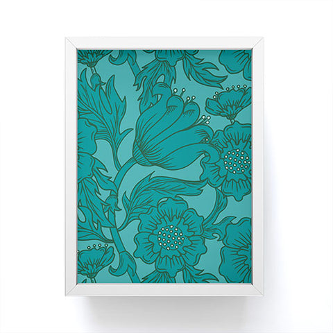 Lathe & Quill Teal Floral Flourish Large Framed Mini Art Print