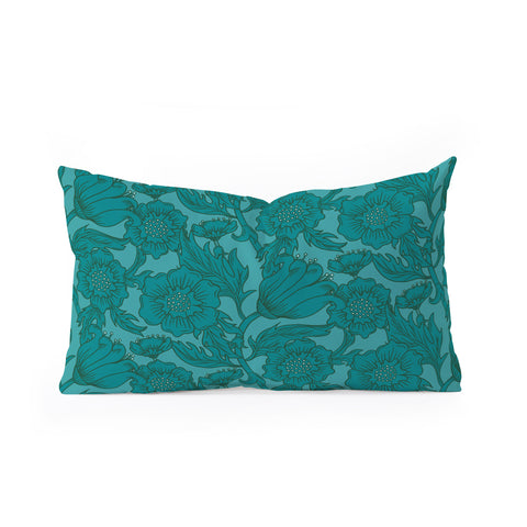Lathe & Quill Teal Floral Flourish Large Oblong Throw Pillow
