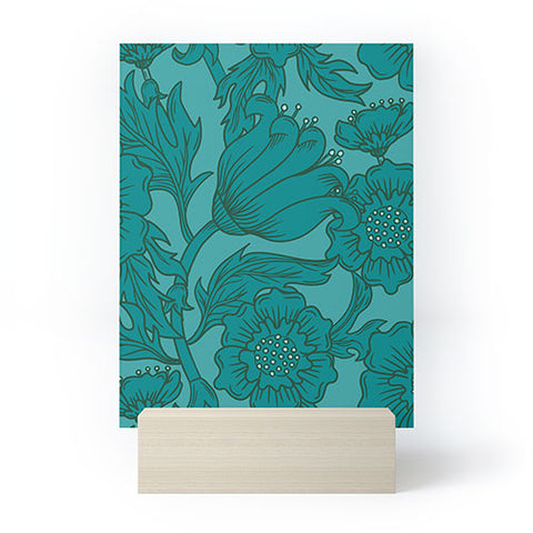 Lathe & Quill Teal Floral Flourish Large Mini Art Print