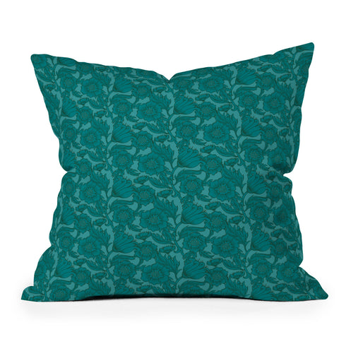 Lathe & Quill Teal Floral Flourish Large Throw Pillow