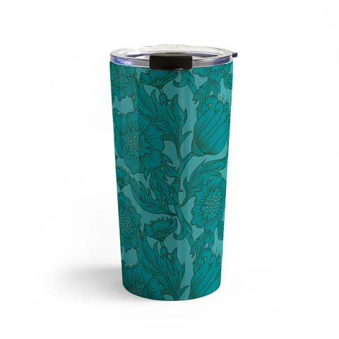 Lathe & Quill Teal Floral Flourish Large Travel Mug