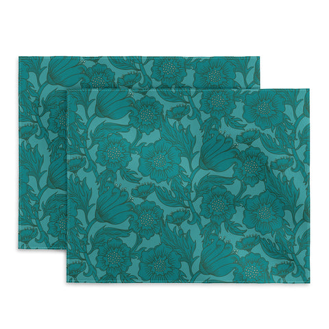 Lathe & Quill Teal Floral Flourish Large Placemat