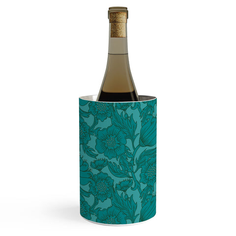 Lathe & Quill Teal Floral Flourish Large Wine Chiller