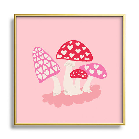 Lathe & Quill Valentine Mushrooms Square Metal Framed Art Print