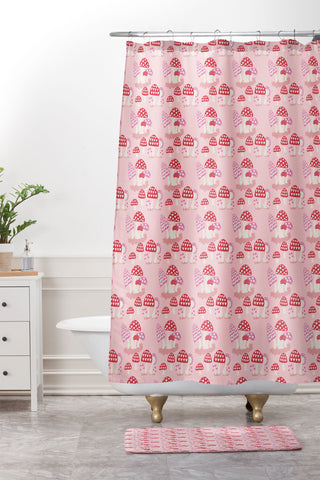 Lathe & Quill Valentine Mushrooms Shower Curtain And Mat
