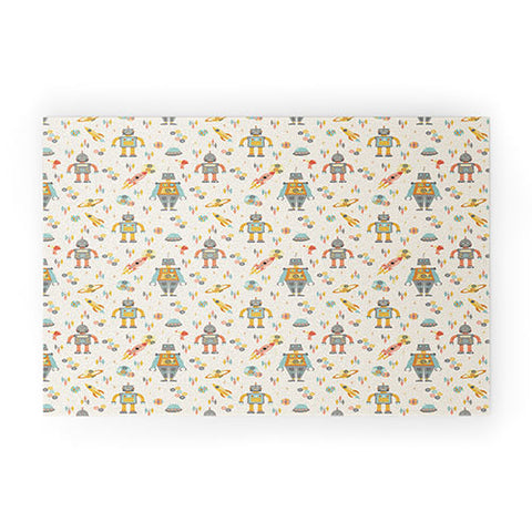 Lathe & Quill Vintage Inspired Robots Welcome Mat