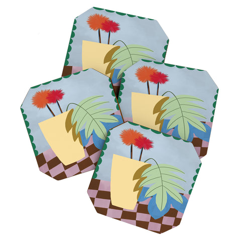 Laura Fedorowicz Bam Bouquet Green Coaster Set