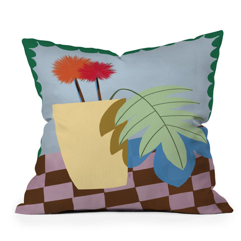 Laura Fedorowicz Bam Bouquet Green Outdoor Throw Pillow