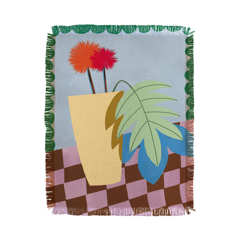 Laura Fedorowicz Bam Bouquet Green Throw Blanket