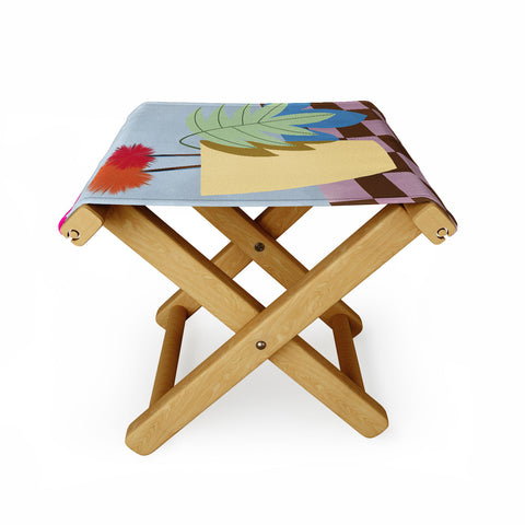 Laura Fedorowicz Bam Bouquet Hot Pink Folding Stool