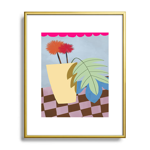 Laura Fedorowicz Bam Bouquet Hot Pink Metal Framed Art Print