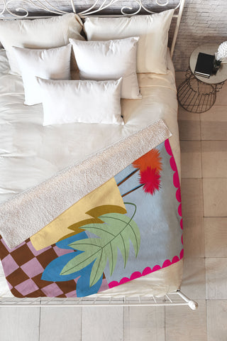 Laura Fedorowicz Bam Bouquet Hot Pink Fleece Throw Blanket