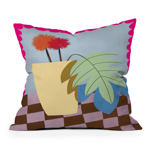 Laura Fedorowicz Bam Bouquet Hot Pink Throw Pillow