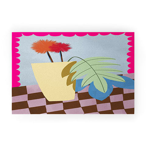 Laura Fedorowicz Bam Bouquet Hot Pink Welcome Mat