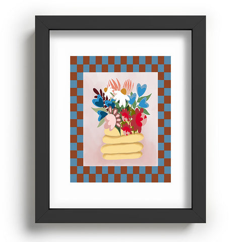 Laura Fedorowicz Bees Knees Blue and Rust Recessed Framing Rectangle