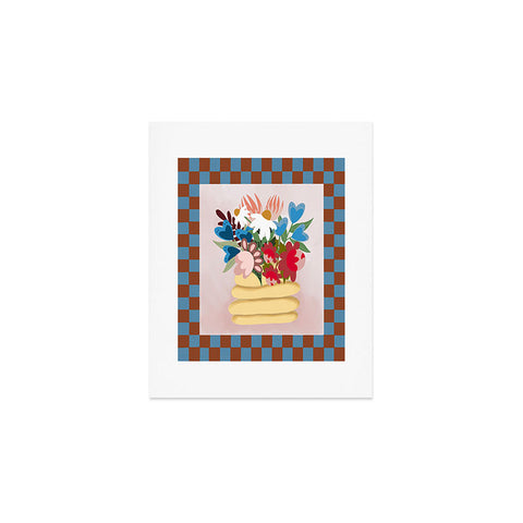 Laura Fedorowicz Bees Knees Blue and Rust Art Print