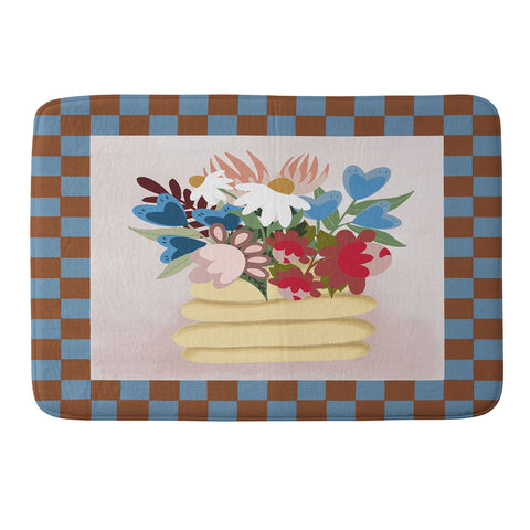 Laura Fedorowicz Bees Knees Blue and Rust Memory Foam Bath Mat