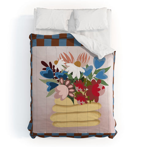 Laura Fedorowicz Bees Knees Blue and Rust Comforter