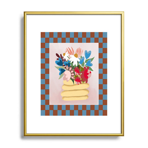 Laura Fedorowicz Bees Knees Blue and Rust Metal Framed Art Print