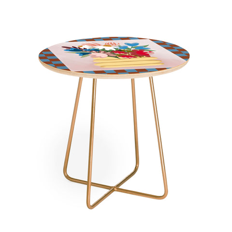 Laura Fedorowicz Bees Knees Blue and Rust Round Side Table