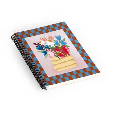 Laura Fedorowicz Bees Knees Blue and Rust Spiral Notebook