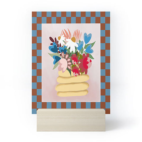 Laura Fedorowicz Bees Knees Blue and Rust Mini Art Print