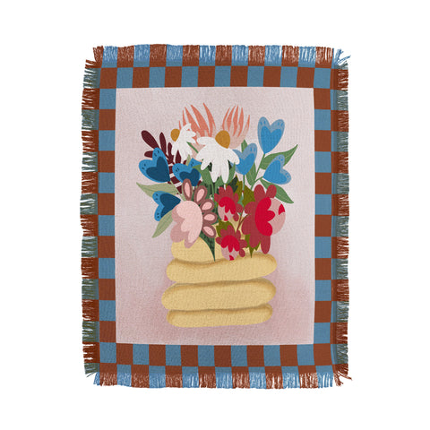 Laura Fedorowicz Bees Knees Blue and Rust Throw Blanket