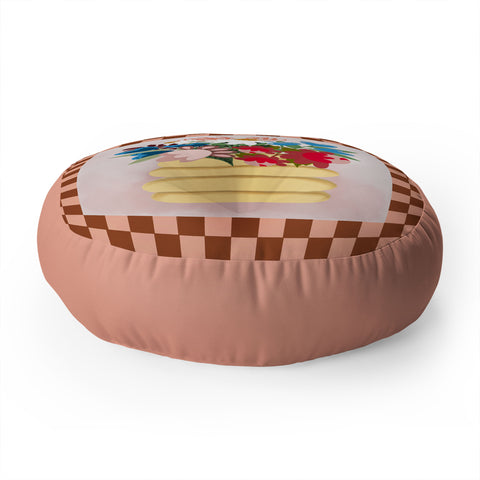 Laura Fedorowicz Bees Knees Peach and Rust Floor Pillow Round