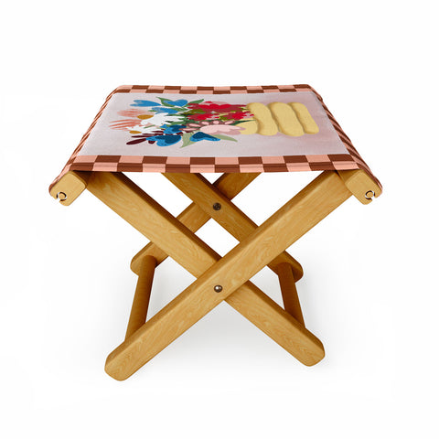 Laura Fedorowicz Bees Knees Peach and Rust Folding Stool