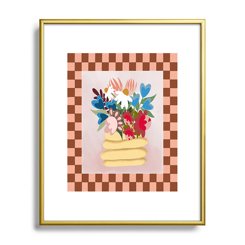 Laura Fedorowicz Bees Knees Peach and Rust Metal Framed Art Print