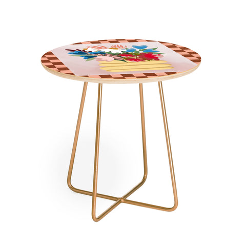 Laura Fedorowicz Bees Knees Peach and Rust Round Side Table