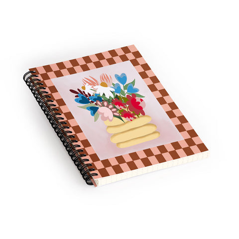 Laura Fedorowicz Bees Knees Peach and Rust Spiral Notebook
