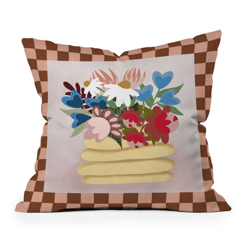 Laura Fedorowicz Bees Knees Peach and Rust Outdoor Throw Pillow