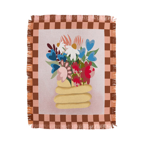 Laura Fedorowicz Bees Knees Peach and Rust Throw Blanket