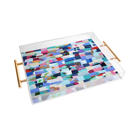 Laura Fedorowicz Fabulous Collage Blue Acrylic Tray