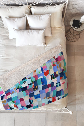 Laura Fedorowicz Fabulous Collage Blue Fleece Throw Blanket