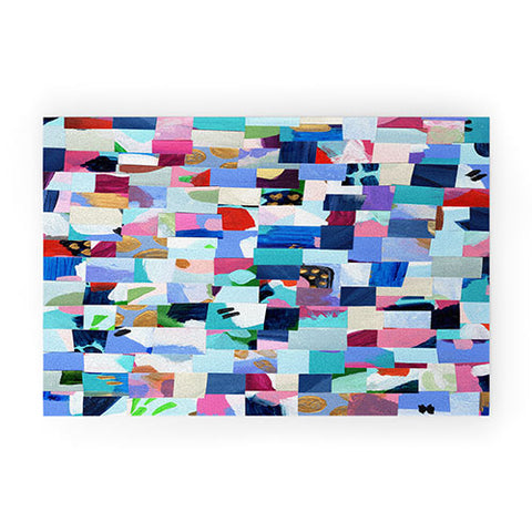 Laura Fedorowicz Fabulous Collage Blue Welcome Mat