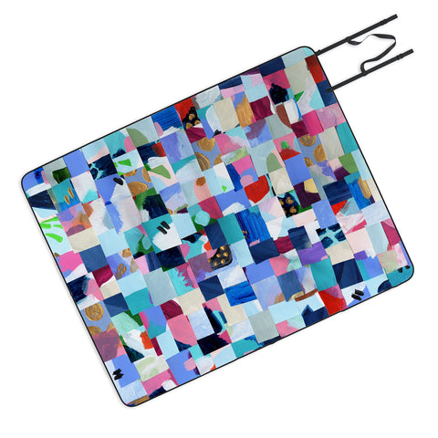 Laura Fedorowicz Fabulous Collage Blue Picnic Blanket