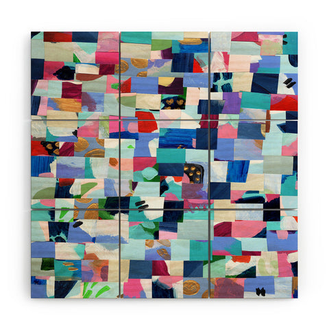 Laura Fedorowicz Fabulous Collage Blue Wood Wall Mural
