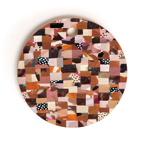 Laura Fedorowicz Fabulous Collage Brown Cutting Board Round