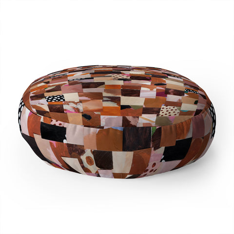 Laura Fedorowicz Fabulous Collage Brown Floor Pillow Round
