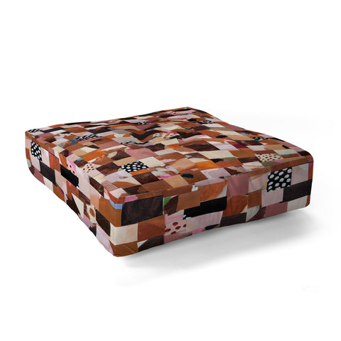 Laura Fedorowicz Fabulous Collage Brown Floor Pillow Square