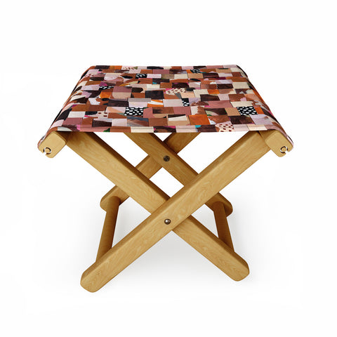 Laura Fedorowicz Fabulous Collage Brown Folding Stool