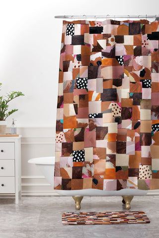 Laura Fedorowicz Fabulous Collage Brown Shower Curtain And Mat