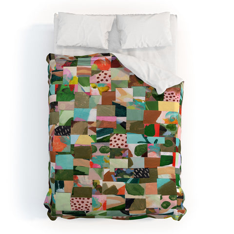 Laura Fedorowicz Fabulous Collage Green Duvet Cover