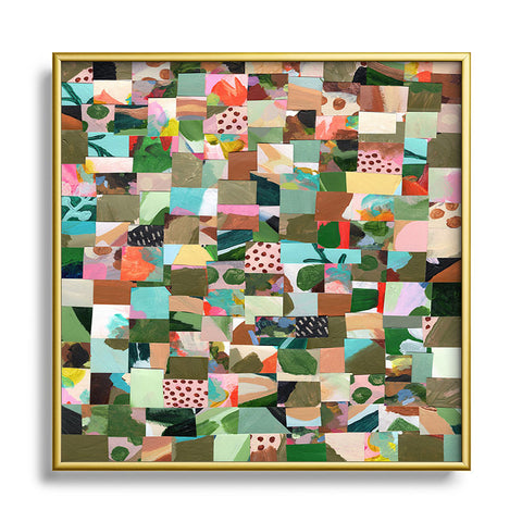 Laura Fedorowicz Fabulous Collage Green Square Metal Framed Art Print