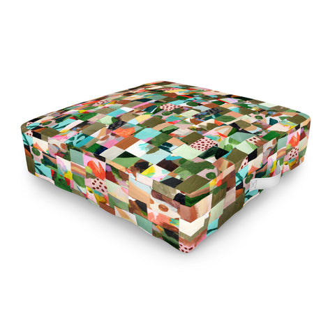 Laura Fedorowicz Fabulous Collage Green Outdoor Floor Cushion
