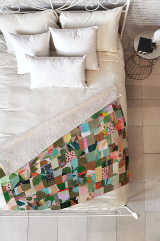 Laura Fedorowicz Fabulous Collage Green Fleece Throw Blanket