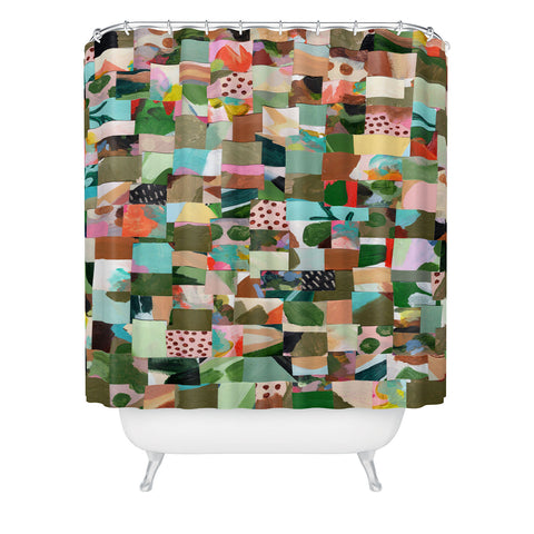 Laura Fedorowicz Fabulous Collage Green Shower Curtain