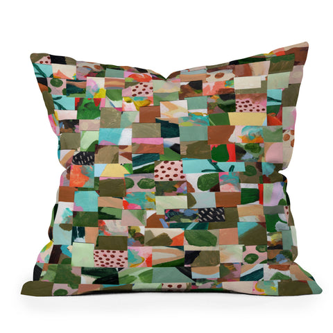 Laura Fedorowicz Fabulous Collage Green Outdoor Throw Pillow